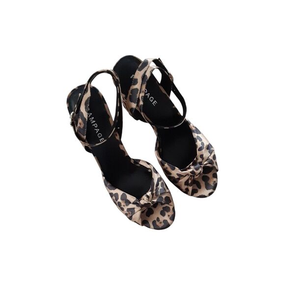 Rampage Leopard Print Heels Size 8M Mob Wife Platform Ankle Strap Y2K - Picture 2 of 9